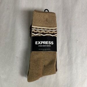 New Express Socks Men’s 3 Pair Brown Boot Socks Casual Outdoors Activewear